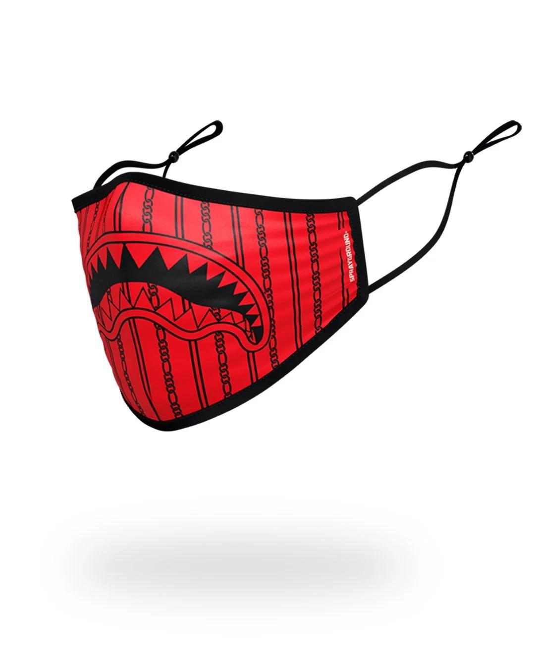 ADULT REVERSE SHARKS IN PARIS (RED) FORM FITTING FACE MASK | Sprayground Classic