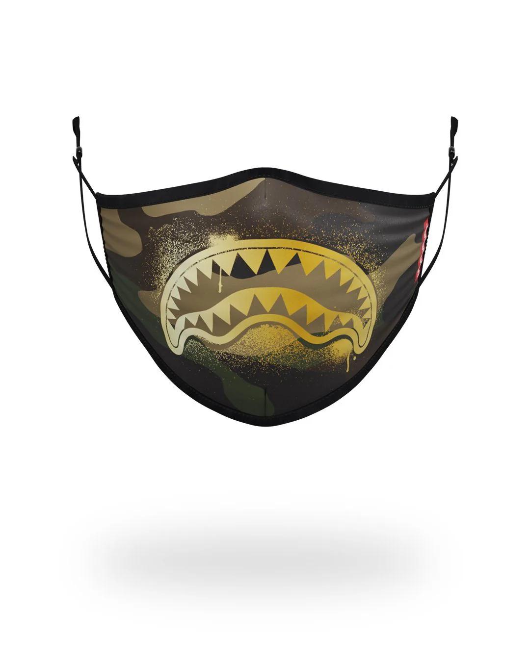 ADULT CAMO GOLD SHARK FORM FITTING FACE MASK | Sprayground Quality