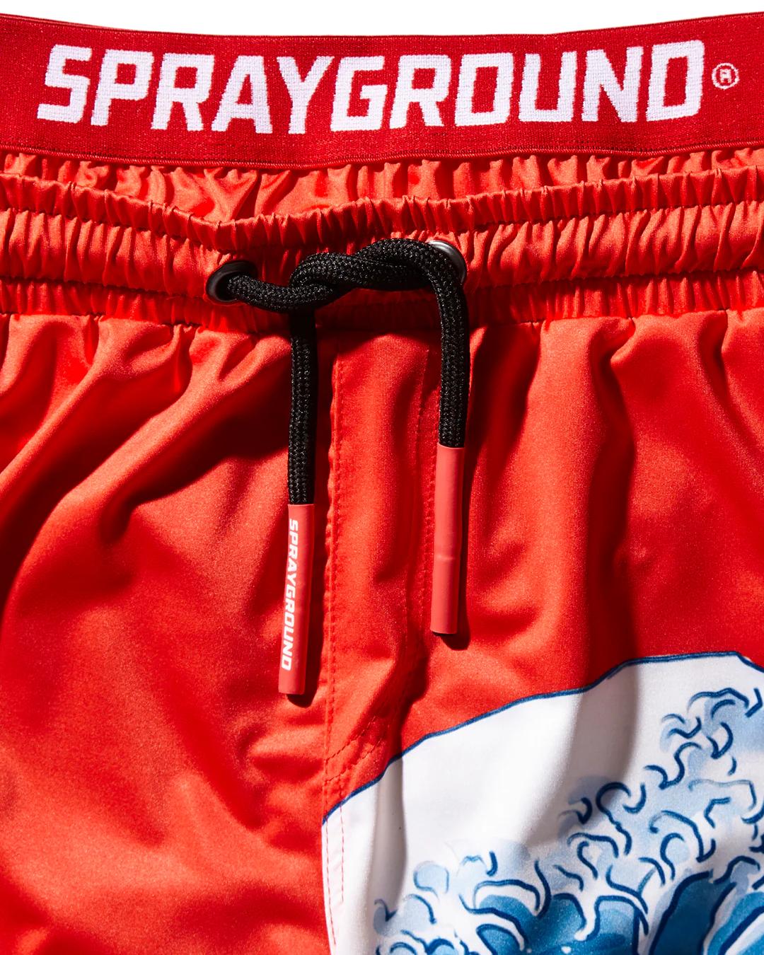 KIDS JAPAN WAVE SWIM TRUNKS (RED) | Sprayground Latest
