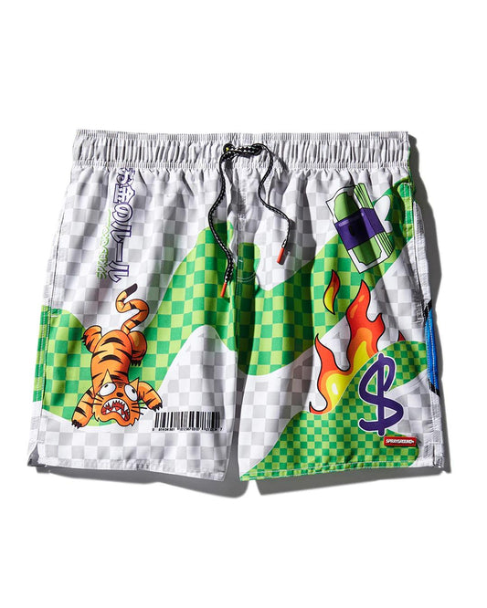 WTF ART SHOTO SWIM TRUNKS | Sprayground Premium