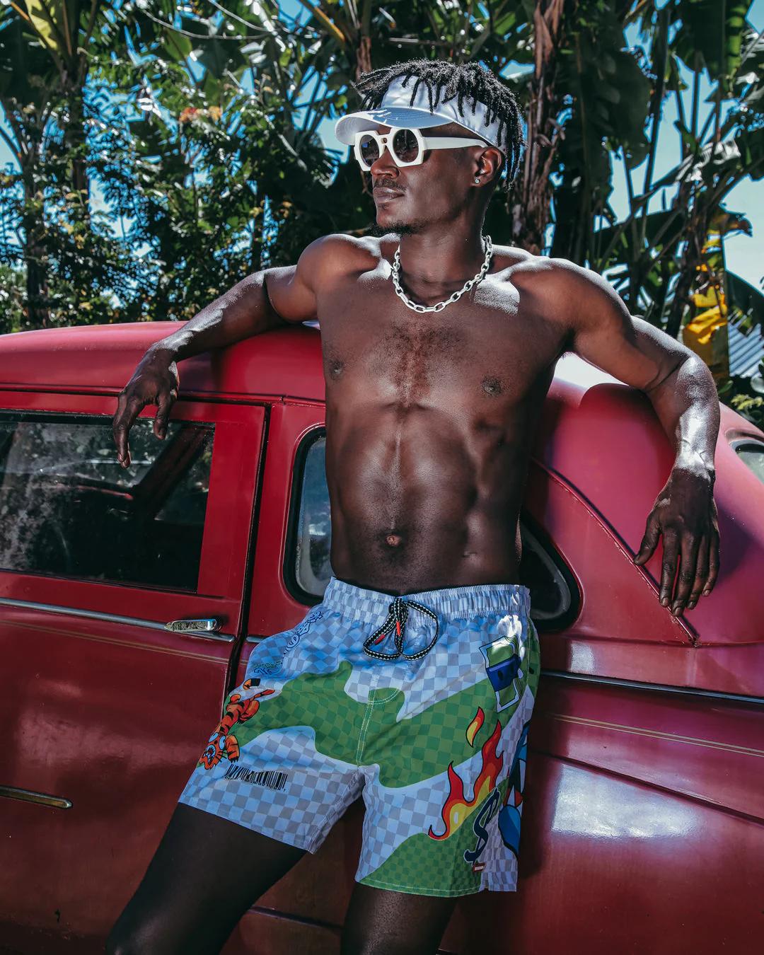 WTF ART SHOTO SWIM TRUNKS | Sprayground Premium