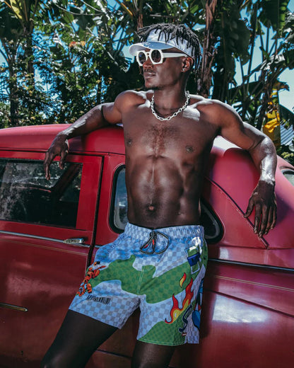WTF ART SHOTO SWIM TRUNKS | Sprayground Premium