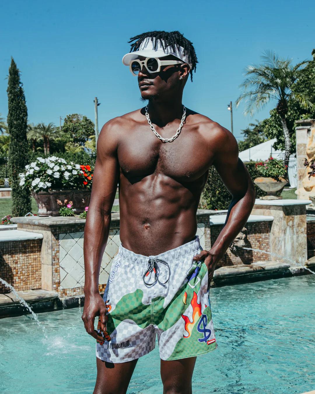 WTF ART SHOTO SWIM TRUNKS | Sprayground Premium