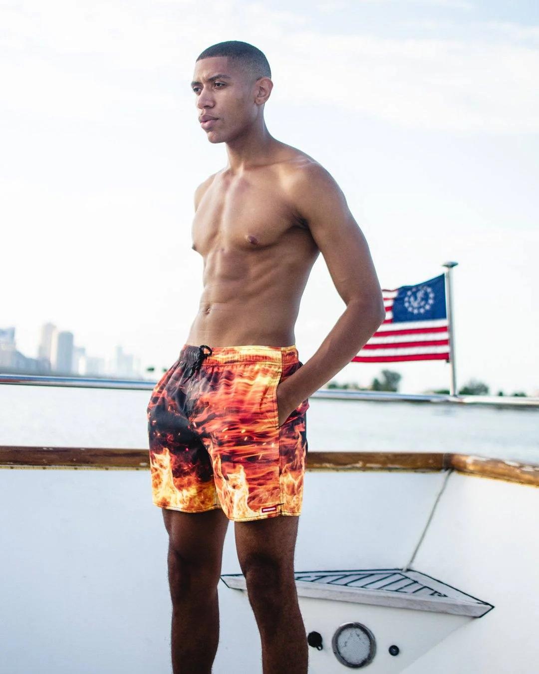 CAMO FIRE SHOTO SWIM TRUNKS | Sprayground Exclusive