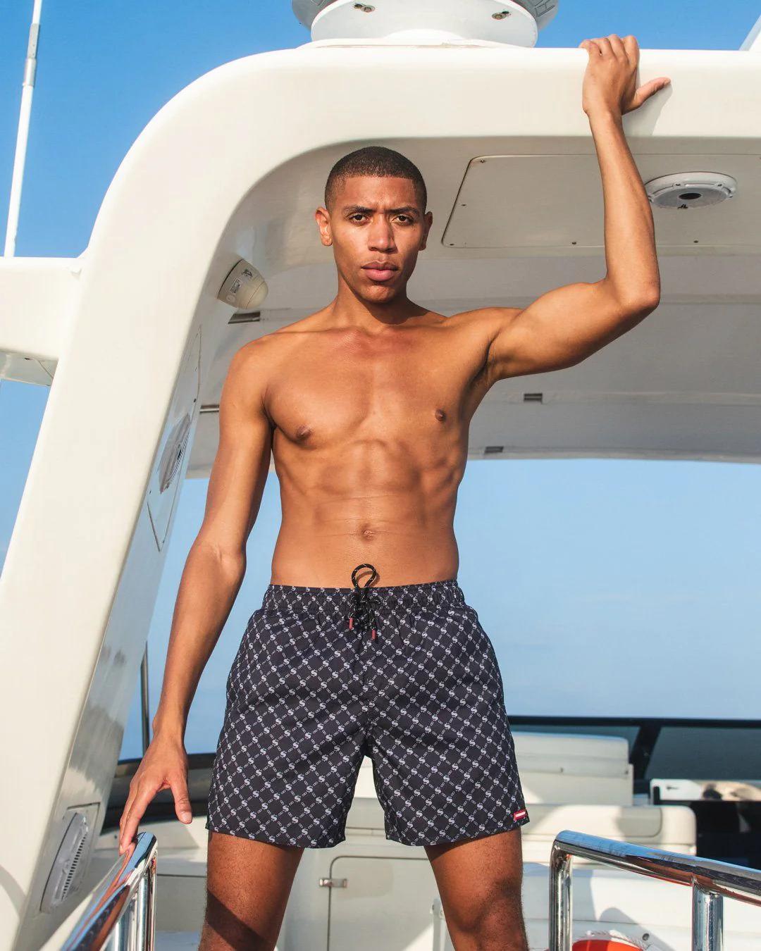 MIDNIGHT MONEY PATTERN SHOTO SWIM TRUNKS | Sprayground Value