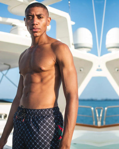MIDNIGHT MONEY PATTERN SHOTO SWIM TRUNKS | Sprayground Value