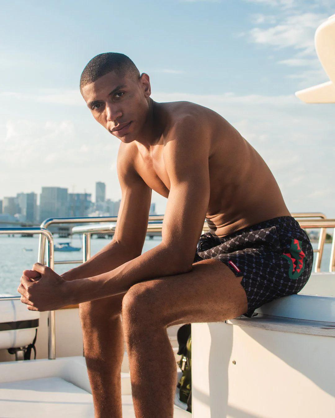 MIDNIGHT MONEY PATTERN SHOTO SWIM TRUNKS | Sprayground Value