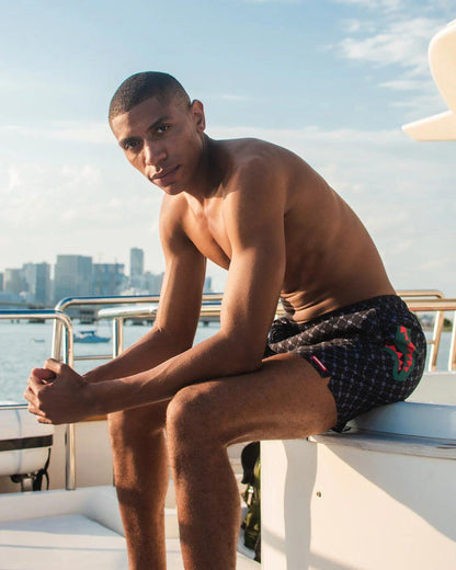 MIDNIGHT MONEY PATTERN SHOTO SWIM TRUNKS | Sprayground Value