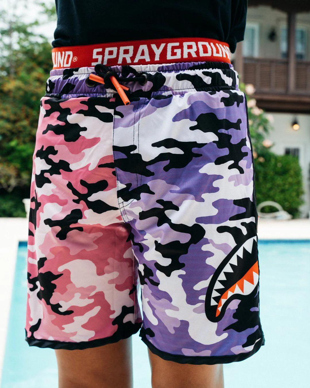 KIDS SPLIT CAMO SWIM TRUNKS | Sprayground Quality