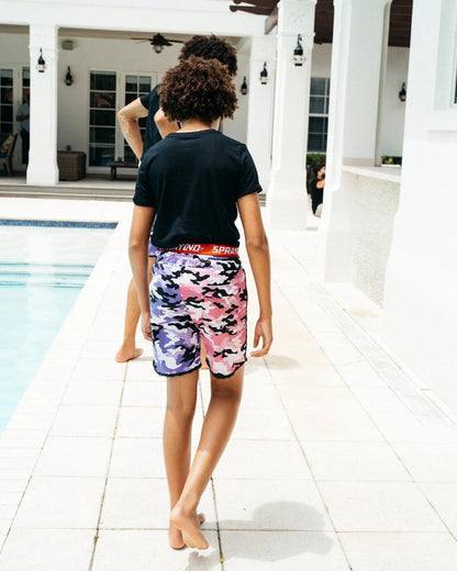 KIDS SPLIT CAMO SWIM TRUNKS | Sprayground Quality