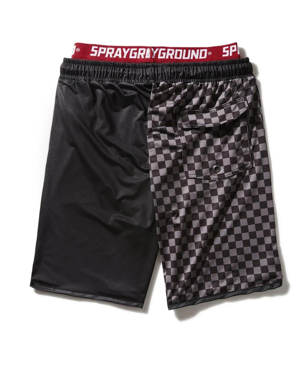 GREY CHECKERED SPLIT CORTO SWIM TRUNKS | Sprayground Popular