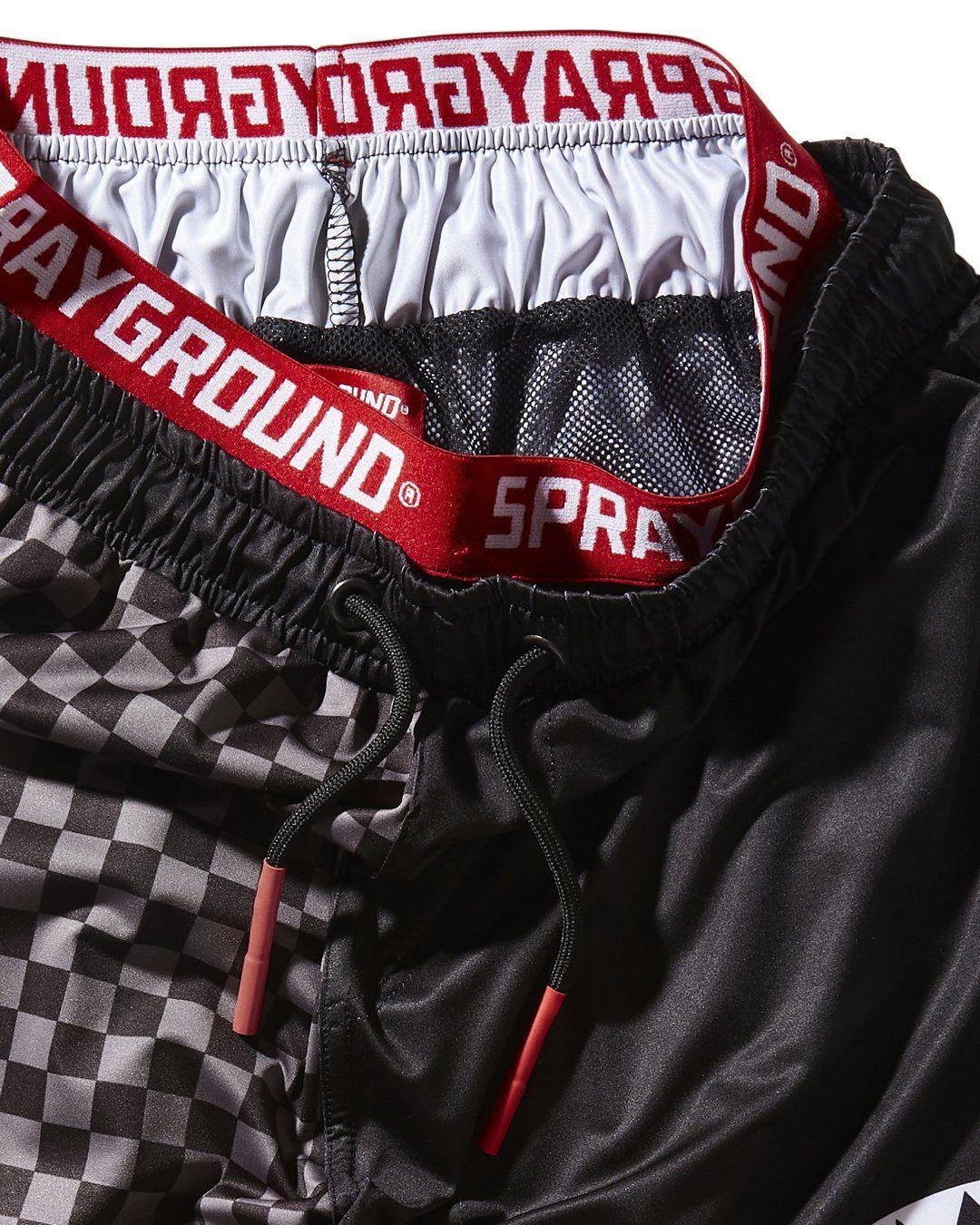 GREY CHECKERED SPLIT CORTO SWIM TRUNKS | Sprayground Popular