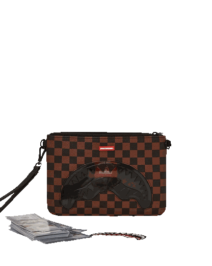 SHARKS IN PARIS CLEAR FOR TAKEOFF CROSSOVER CLUTCH WITH STRAP | Sprayground Signature