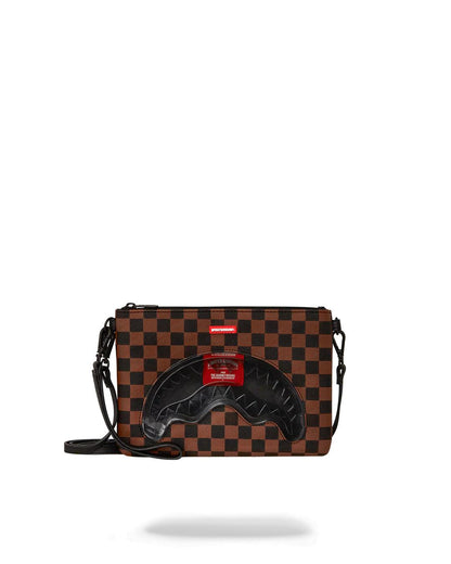 SHARKS IN PARIS CLEAR FOR TAKEOFF CROSSOVER CLUTCH WITH STRAP | Sprayground Signature