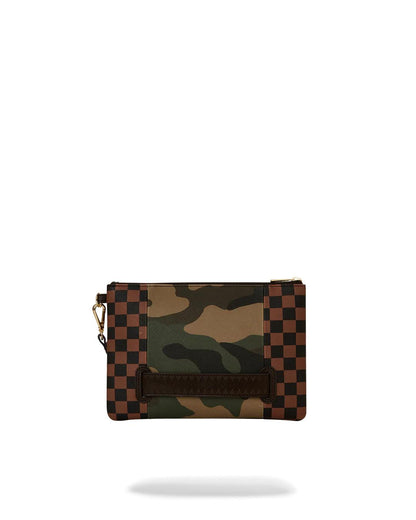 EXTERIOR GOLD ZIP POCKET SHARKS IN PARIS CROSSOVER CLUTCH | Sprayground Latest
