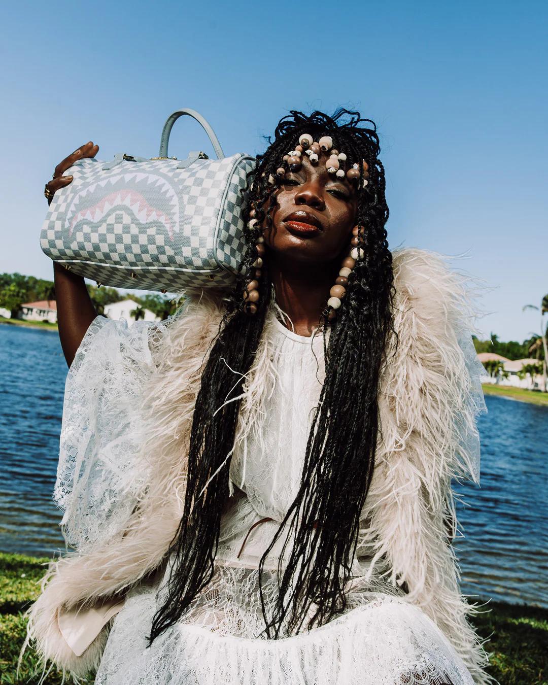 KNIT SHARKS IN PARIS IN CREAM MINI DUFFLE | Sprayground Classic