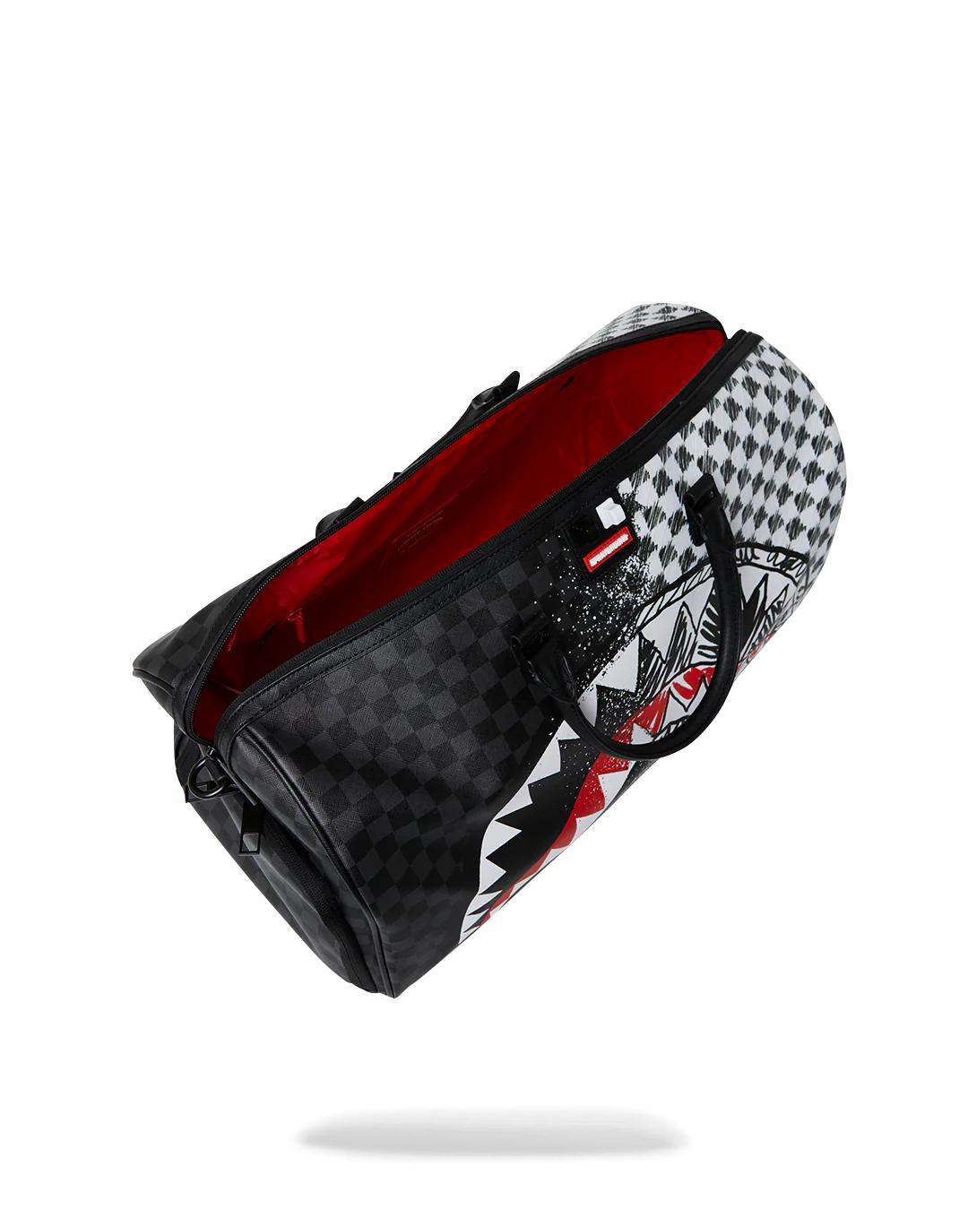 SCRIBBLE DRIBBLE CHECK DUFFLE | Sprayground Trending