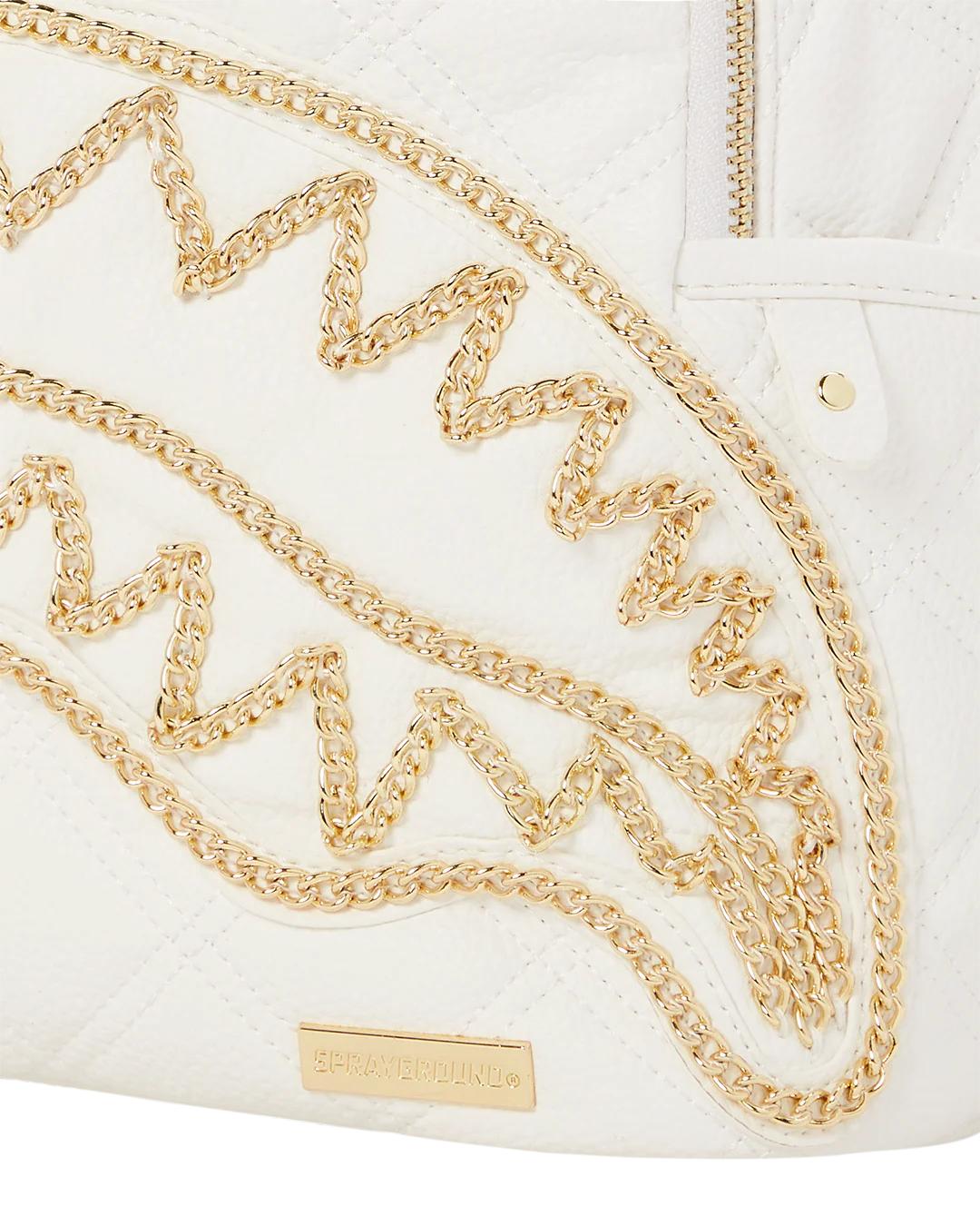 RIVIERA LE BLANC GOLD CHAIN SHARK SAVAGE BACKPACK | Sprayground Featured