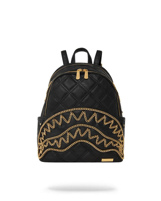 NOIR QUILT GOLD CHAIN SHARK SAVAGE BACKPACK | Sprayground Exclusive