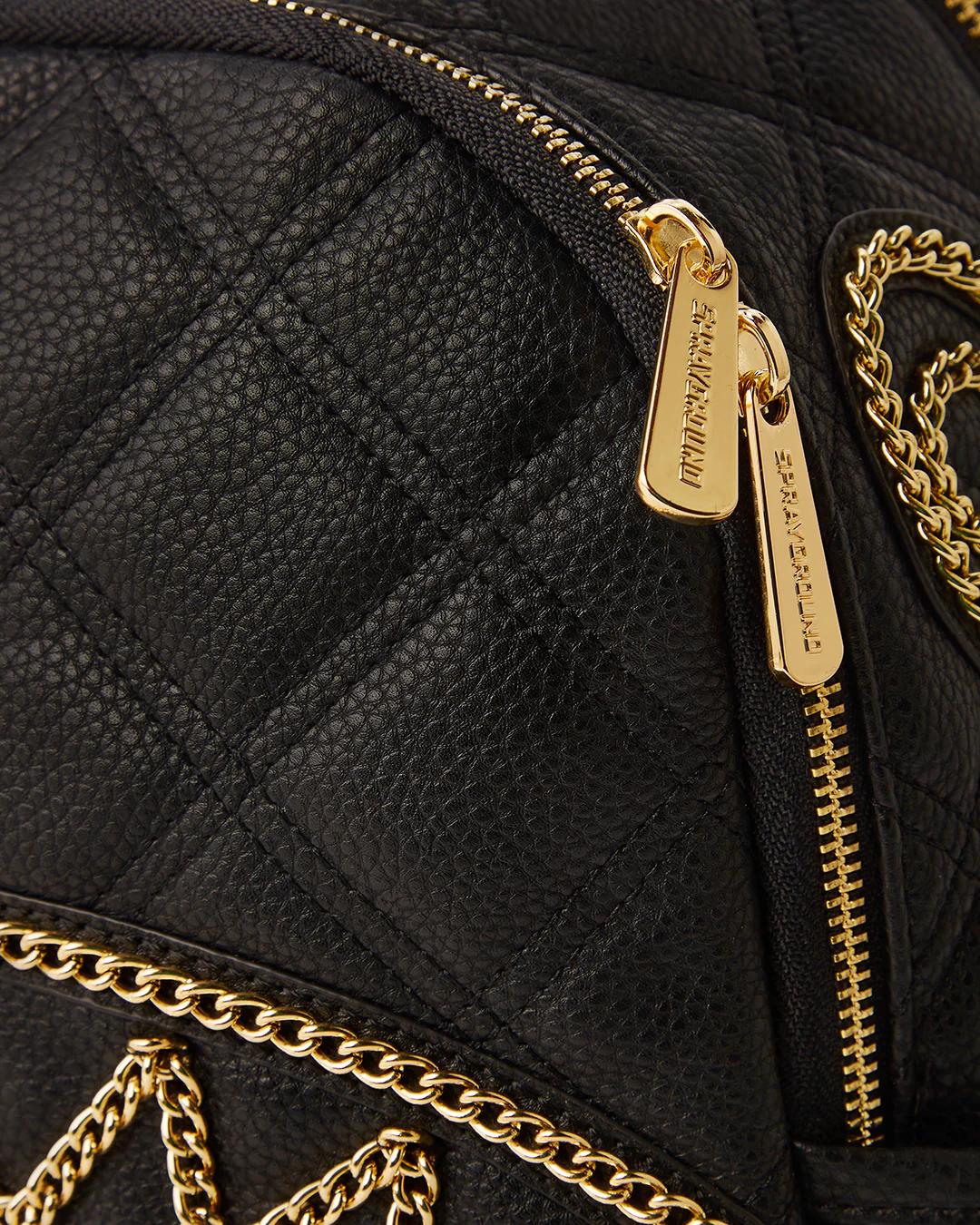 NOIR QUILT GOLD CHAIN SHARK SAVAGE BACKPACK | Sprayground Exclusive