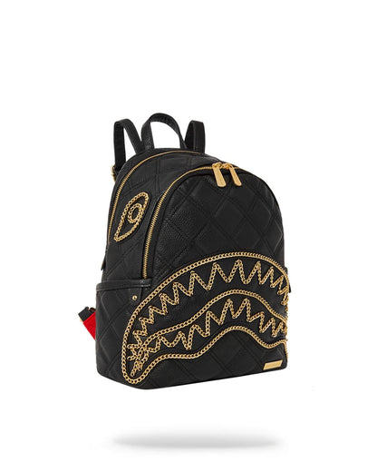 NOIR QUILT GOLD CHAIN SHARK SAVAGE BACKPACK | Sprayground Exclusive