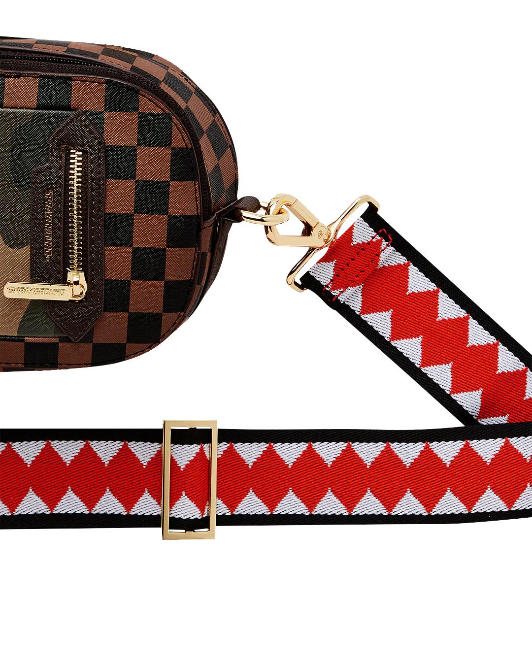 EXTERIOR GOLD ZIP POCKET SHARKS IN PARIS BACKPACK SLING | Sprayground Value