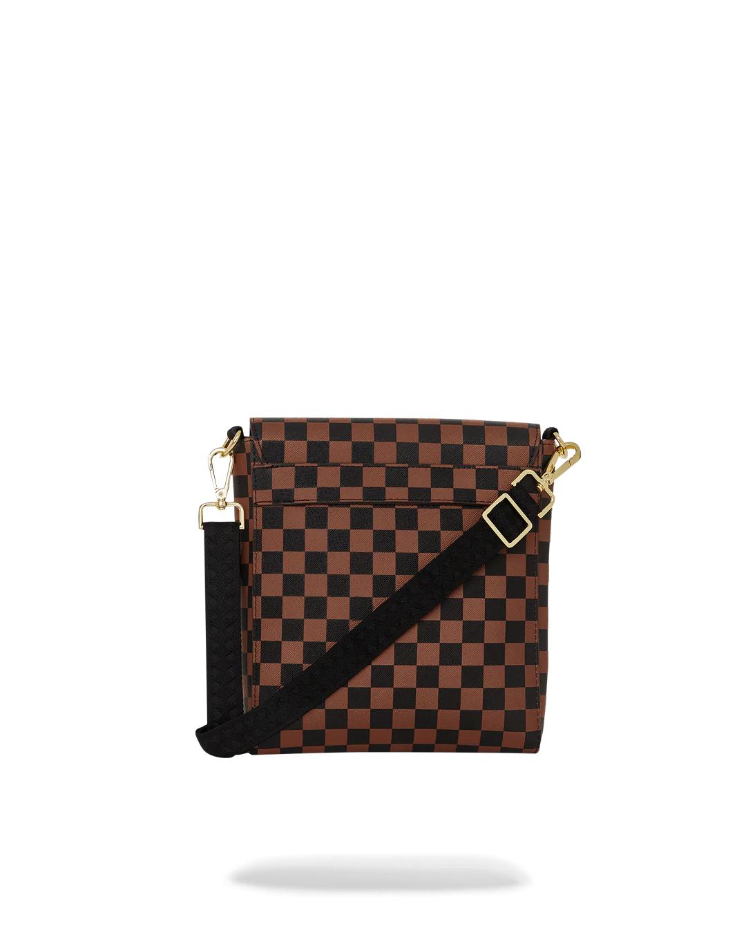 EXTERIOR GOLD ZIP POCKET SHARKS IN PARIS MESSENGER SLING BAG | Sprayground Great Value