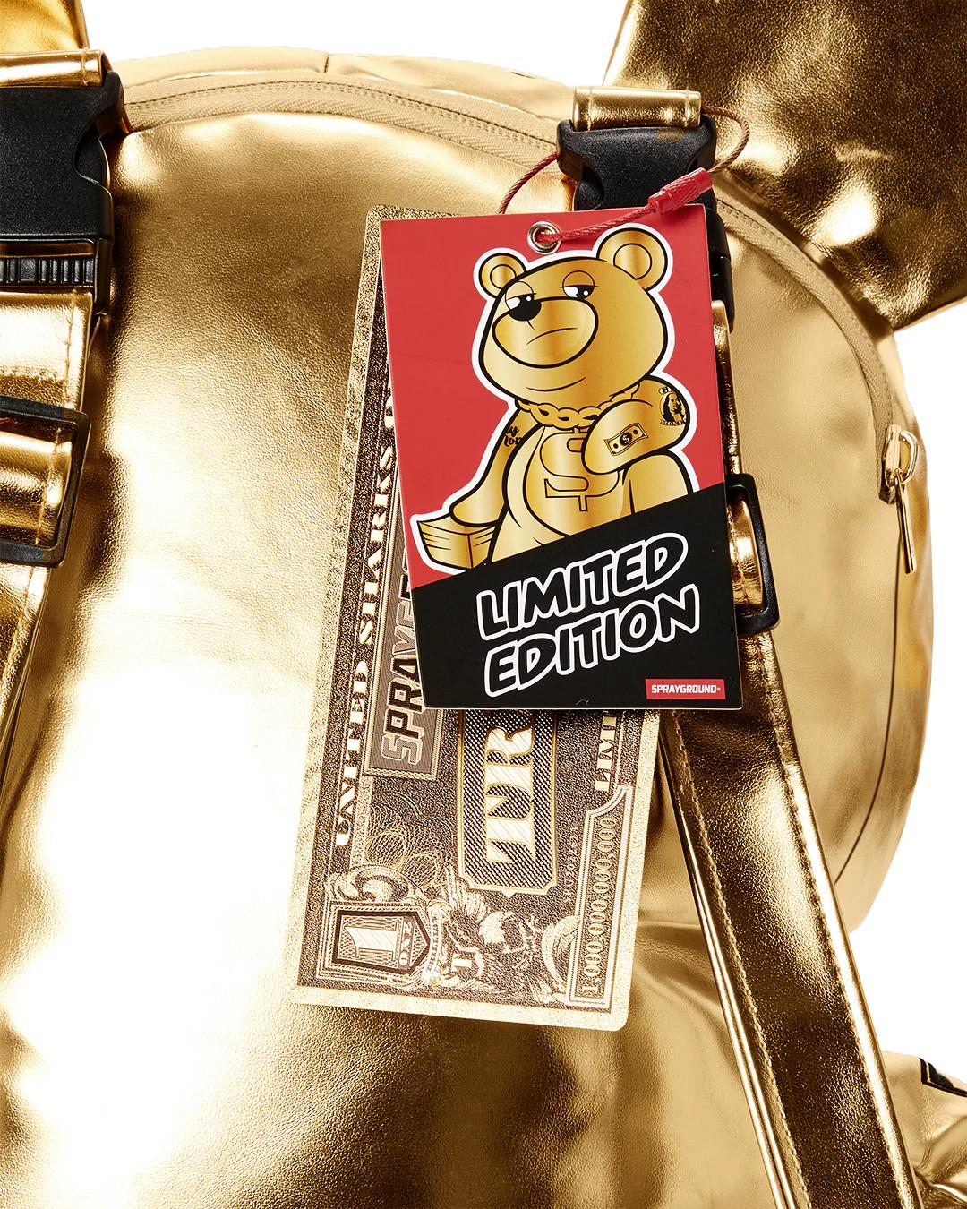 GOLD RUSH MONEYBEAR TEDDYBEAR BACKPACK | Sprayground Featured