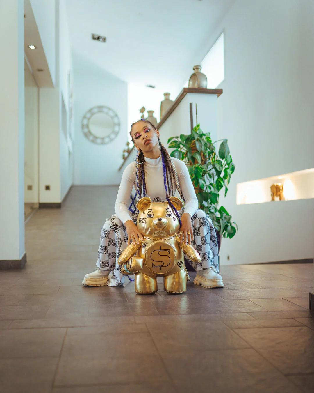 GOLD RUSH MONEYBEAR TEDDYBEAR BACKPACK | Sprayground Featured
