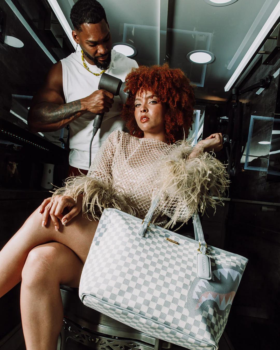 KNIT SHARKS IN PARIS IN CREAM TOTE | Sprayground Best Seller