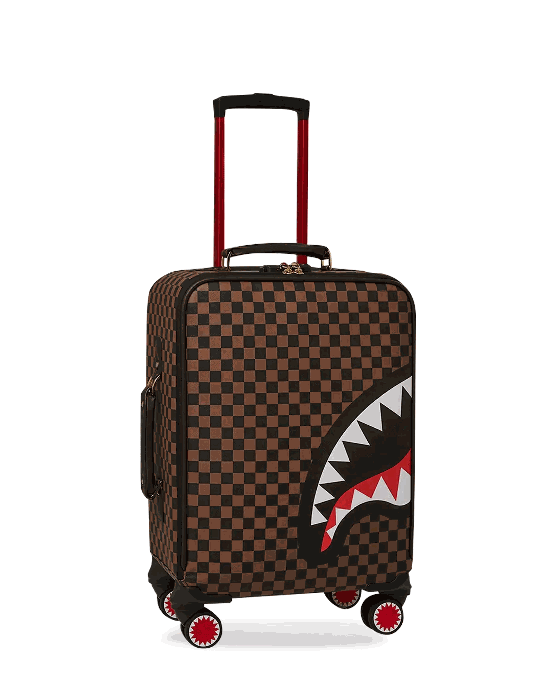 EXTERIOR GOLD ZIP POCKET SHARKS IN PARIS JETSETTER CARRY-ON LUGGAGE | Sprayground Trending