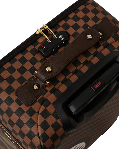 EXTERIOR GOLD ZIP POCKET SHARKS IN PARIS JETSETTER CARRY-ON LUGGAGE | Sprayground Trending