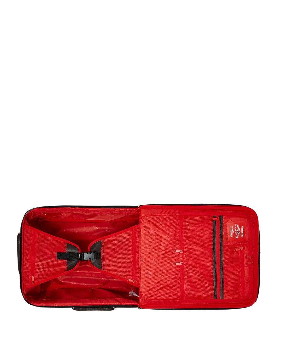 EXTERIOR GOLD ZIP POCKET SHARKS IN PARIS JETSETTER CARRY-ON LUGGAGE | Sprayground Trending