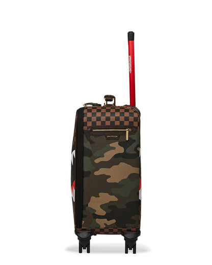 EXTERIOR GOLD ZIP POCKET SHARKS IN PARIS JETSETTER CARRY-ON LUGGAGE | Sprayground Trending