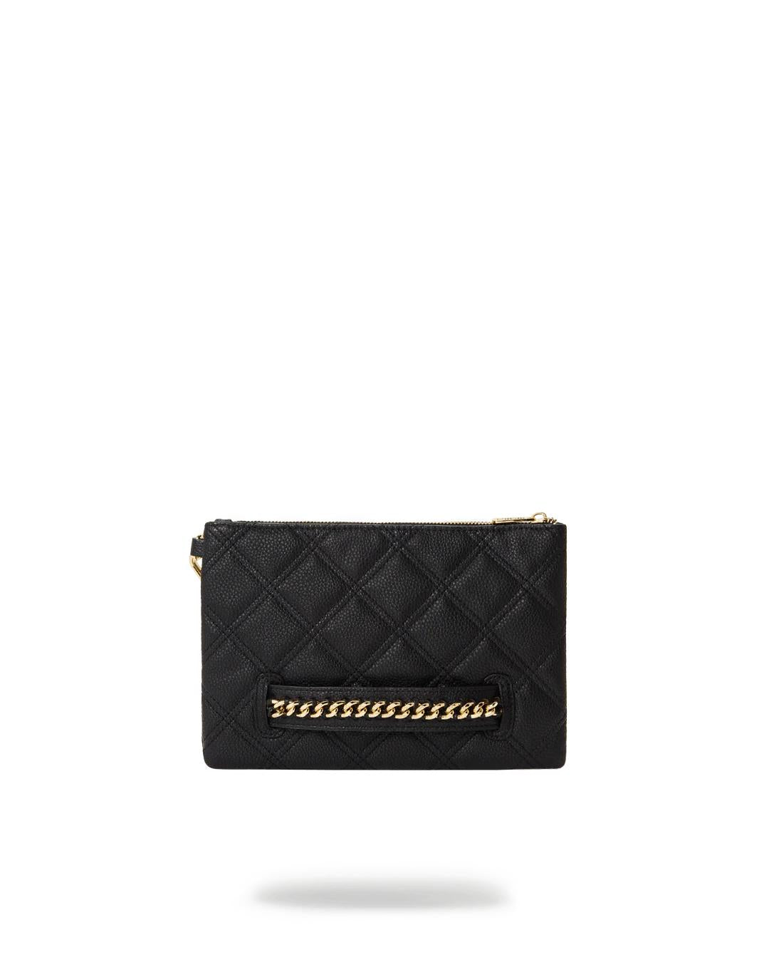 NOIR QUILT GOLD CHAIN SHARK CROSSOVER CLUTCH | Sprayground Premium