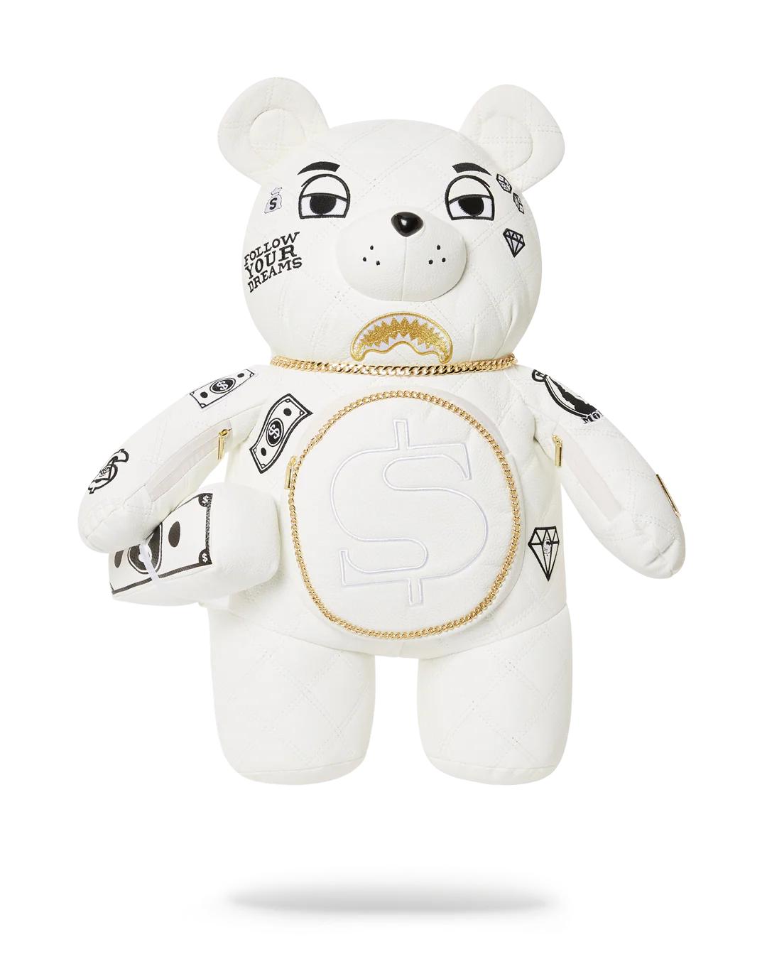 RIVIERA LE BLANC GOLD CHAIN MONEYBEAR TEDDYBEAR BACKPACK | Sprayground Latest