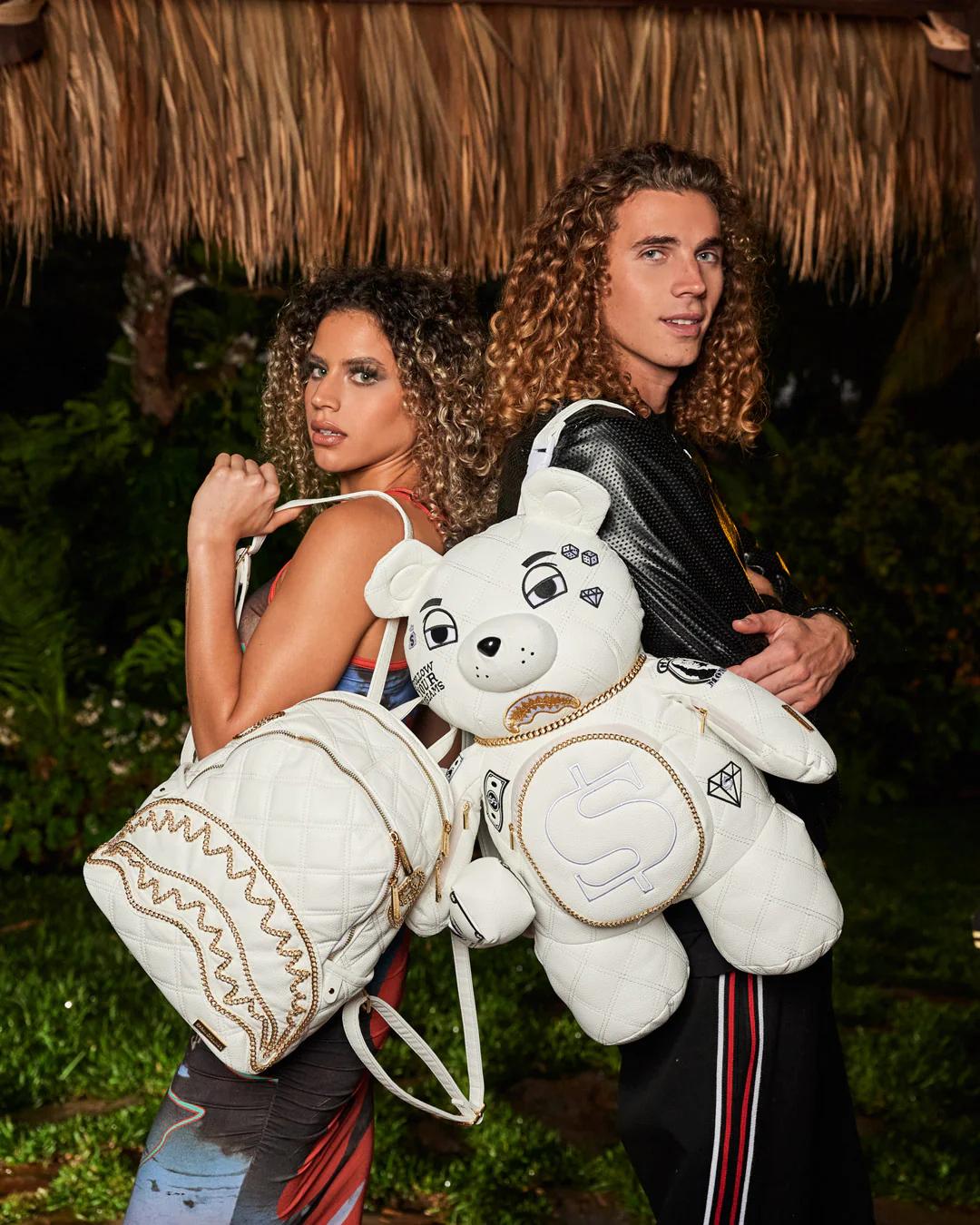 RIVIERA LE BLANC GOLD CHAIN MONEYBEAR TEDDYBEAR BACKPACK | Sprayground Latest