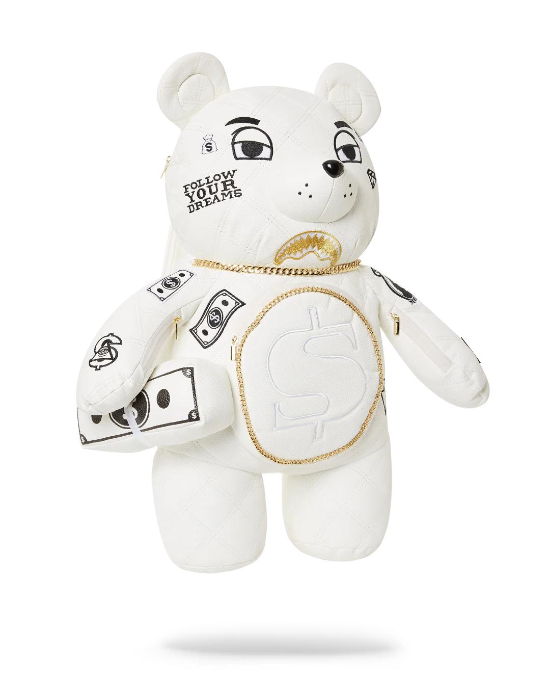 RIVIERA LE BLANC GOLD CHAIN MONEYBEAR TEDDYBEAR BACKPACK | Sprayground Latest