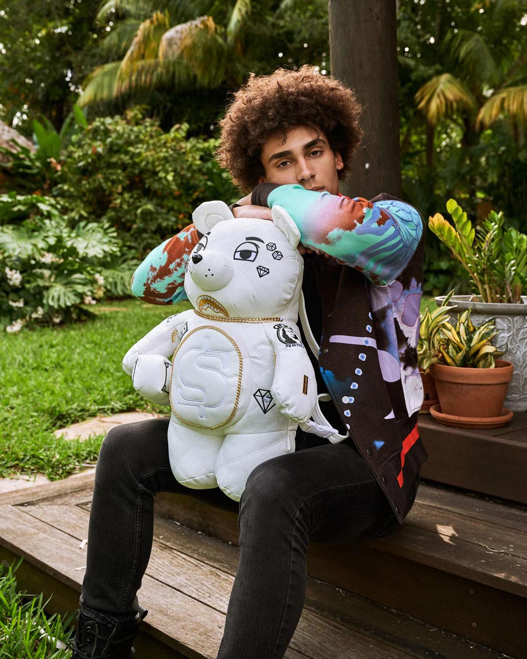 RIVIERA LE BLANC GOLD CHAIN MONEYBEAR TEDDYBEAR BACKPACK | Sprayground Latest
