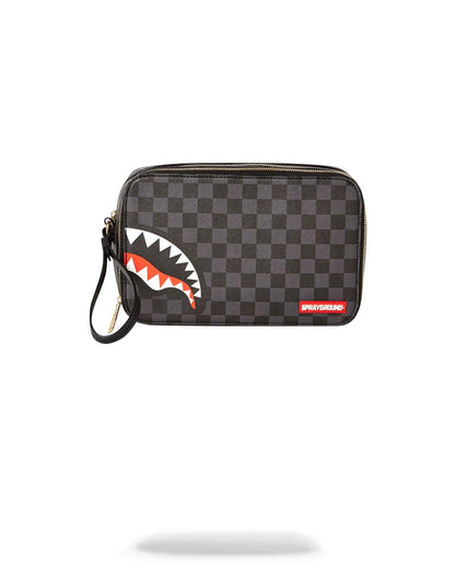 SHARKS IN PARIS (BLACK CHECKERED EDITION) TOILETRY AKA MONEY BAGS | Sprayground New