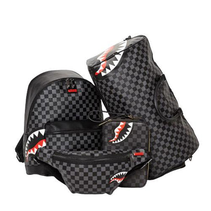SHARKS IN PARIS (BLACK CHECKERED EDITION) TOILETRY AKA MONEY BAGS | Sprayground New
