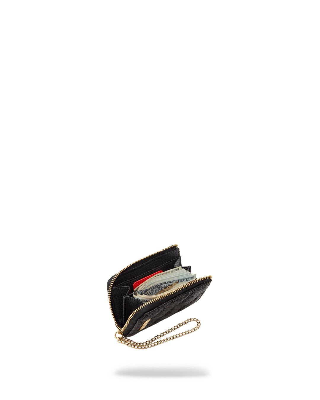 NOIR QUILT GOLD CHAIN SHARK WALLET | Sprayground Recommended