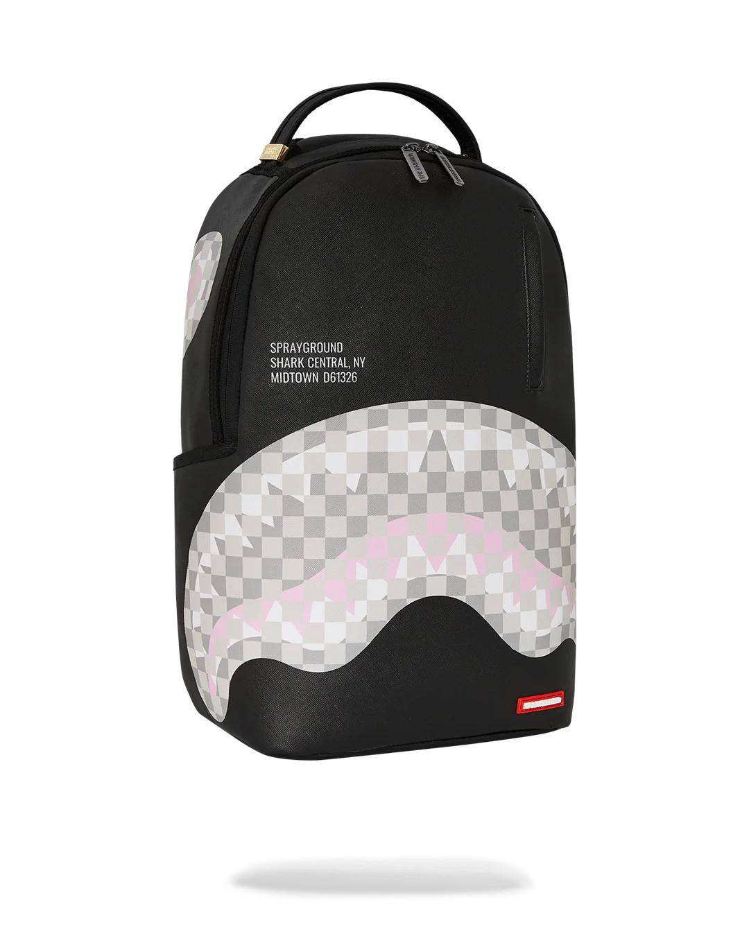 SHARK CENTRAL CREAM BLACK CHECK BACKPACK | Sprayground Quality