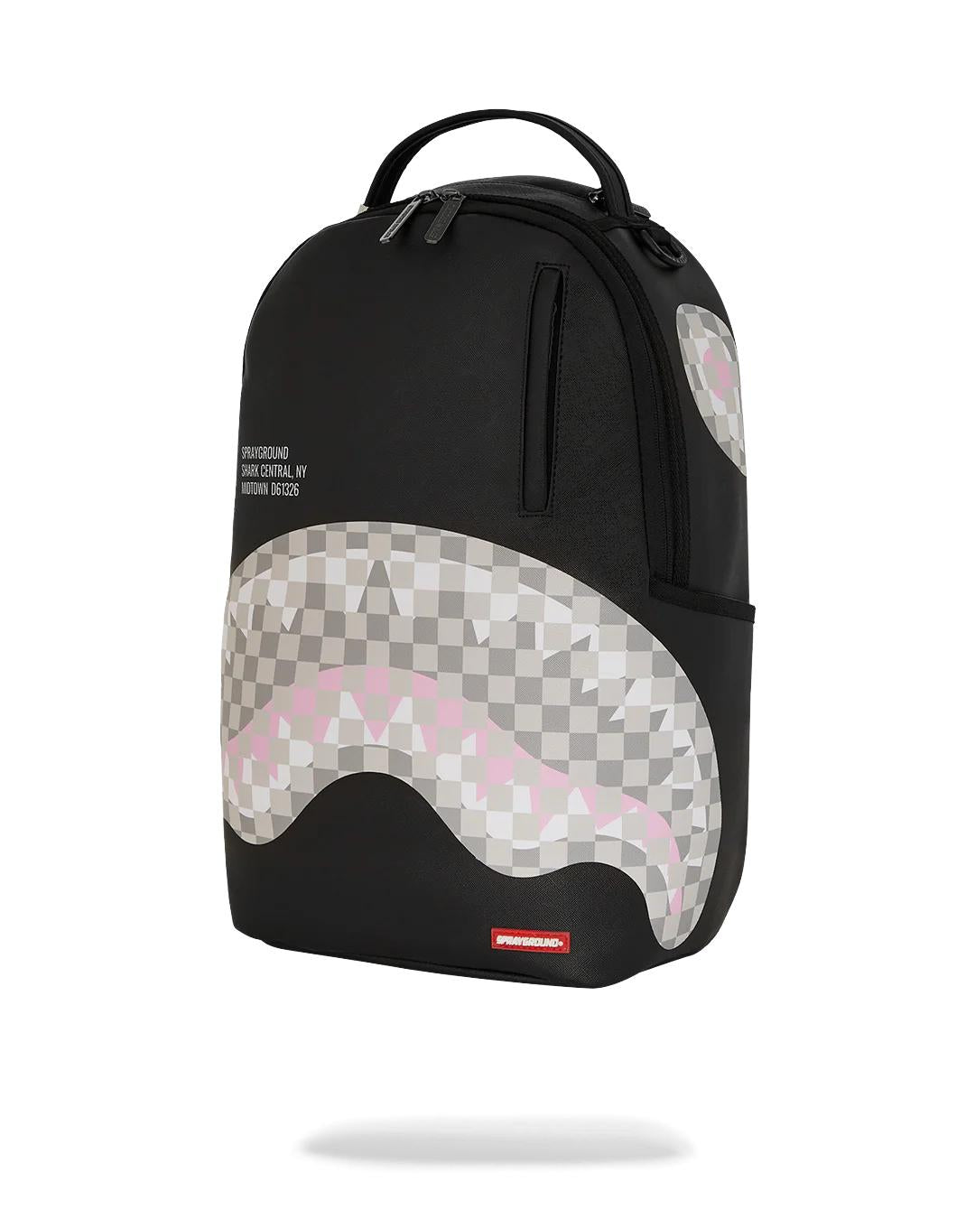 SHARK CENTRAL CREAM BLACK CHECK BACKPACK | Sprayground Quality