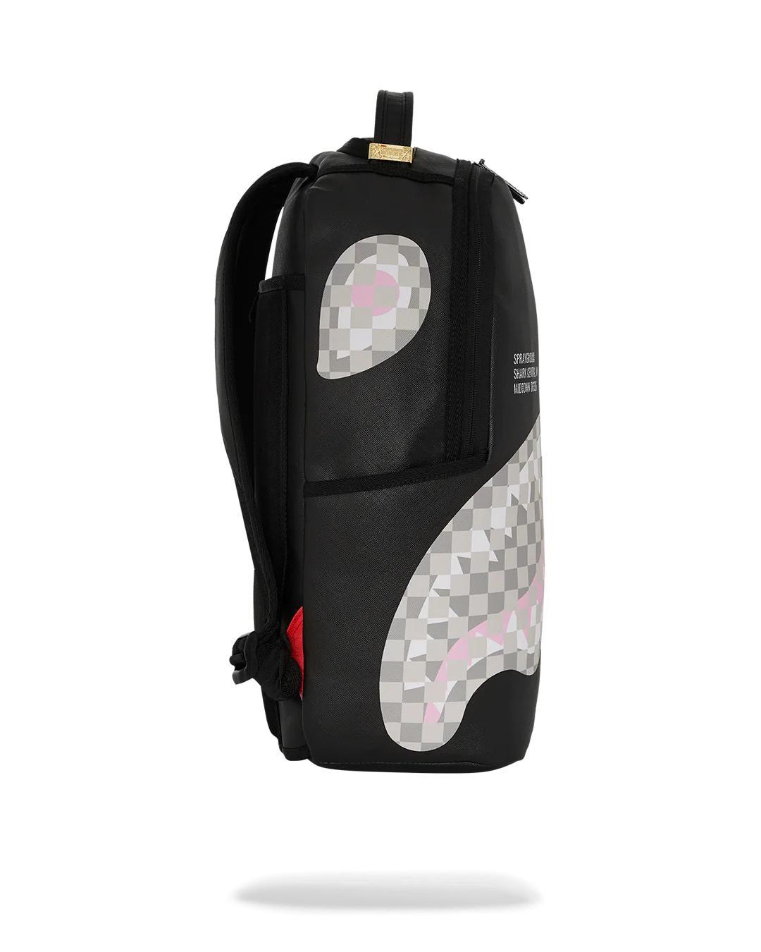 SHARK CENTRAL CREAM BLACK CHECK BACKPACK | Sprayground Quality