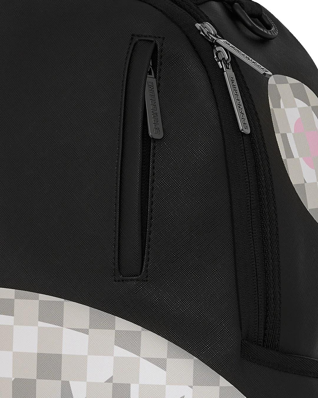 SHARK CENTRAL CREAM BLACK CHECK BACKPACK | Sprayground Quality