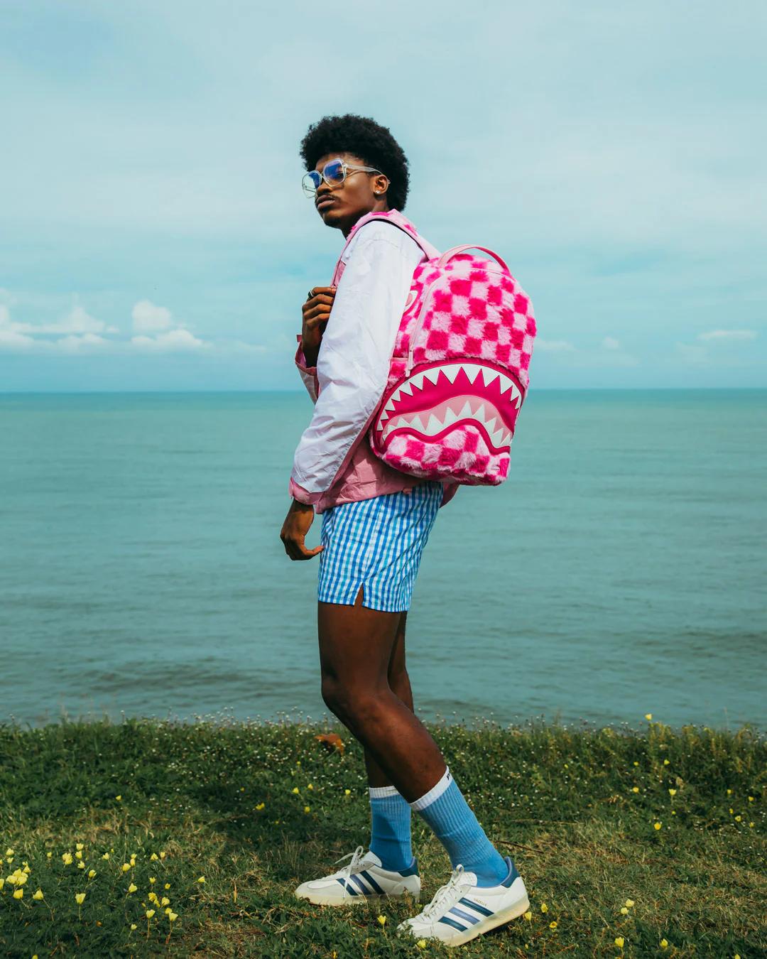 FURZILLA SHARK (PINK CHECK) BACKPACK | Sprayground Essential