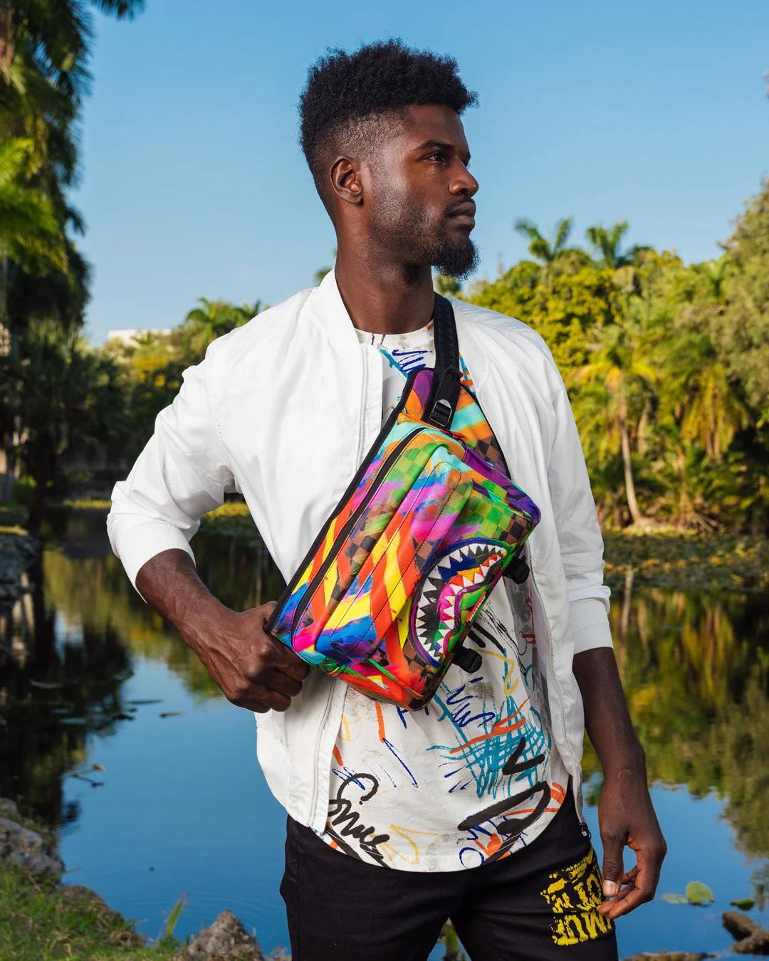 SHARKS IN PARIS CITY STREAKS CARGO CROSSBODY | Sprayground Popular
