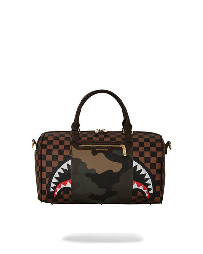 EXTERIOR GOLD ZIP POCKET SHARKS IN PARIS MINI DUFFLE | Sprayground New