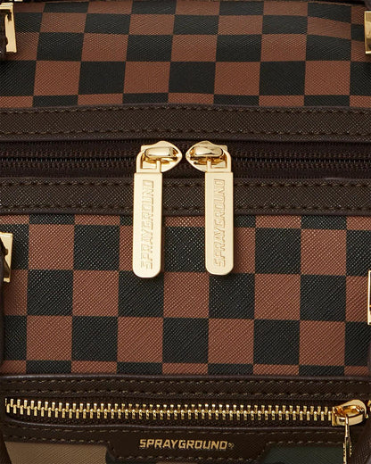 EXTERIOR GOLD ZIP POCKET SHARKS IN PARIS MINI DUFFLE | Sprayground New